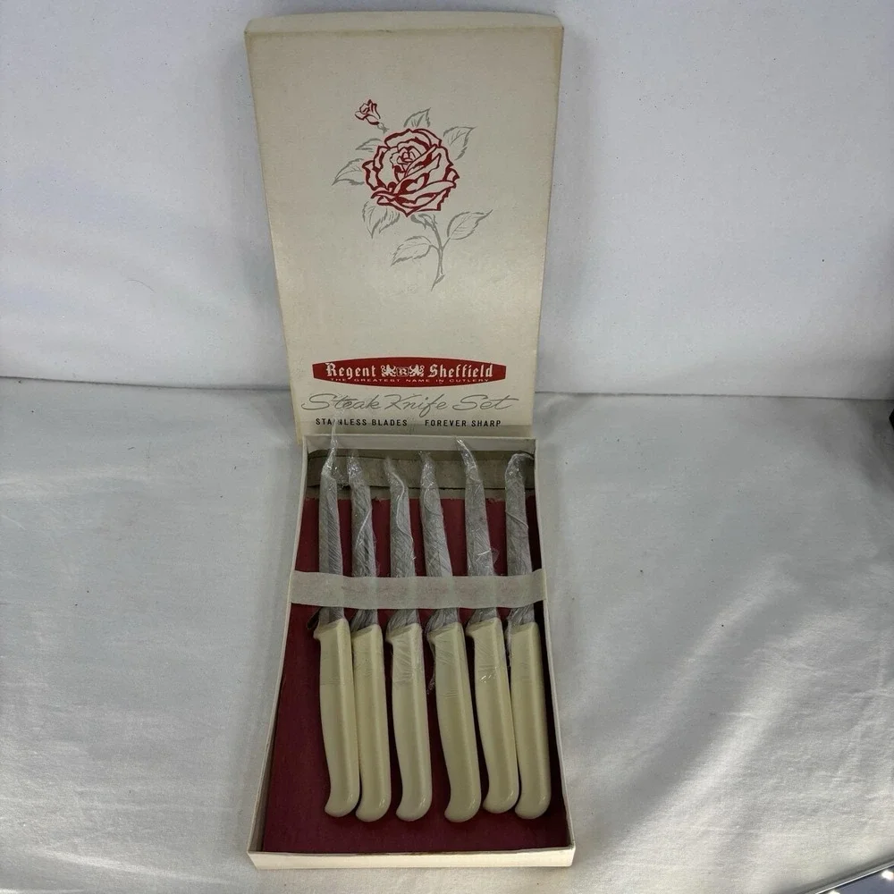 Vintage Regent Sheffield Steak Knife Set Original Box
